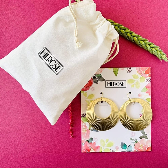 Hilrose Golden Hoop in Brass Matt Finish Earring - Picture 1 of 3